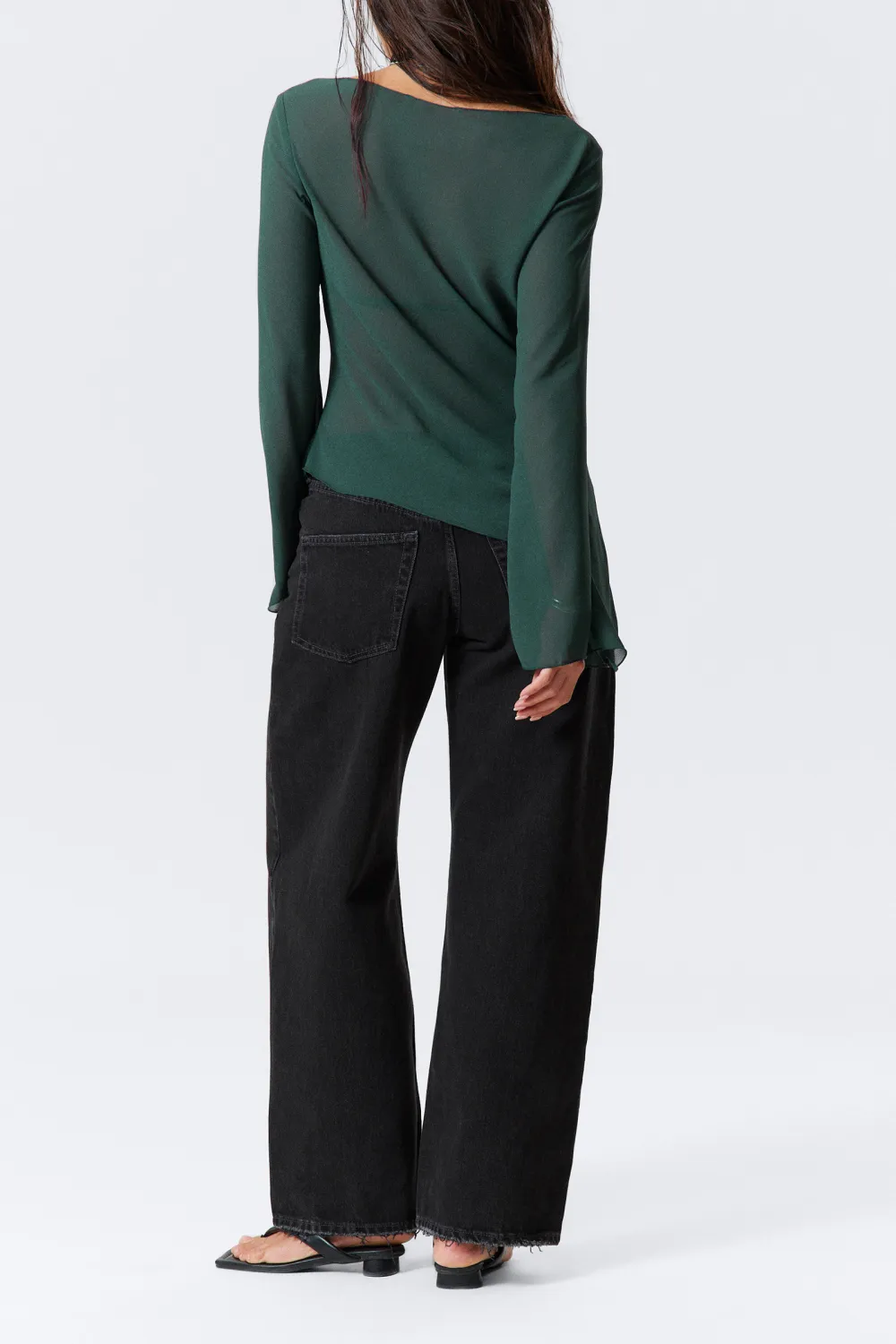Asymmetric Hem Long Sleeve Blouse