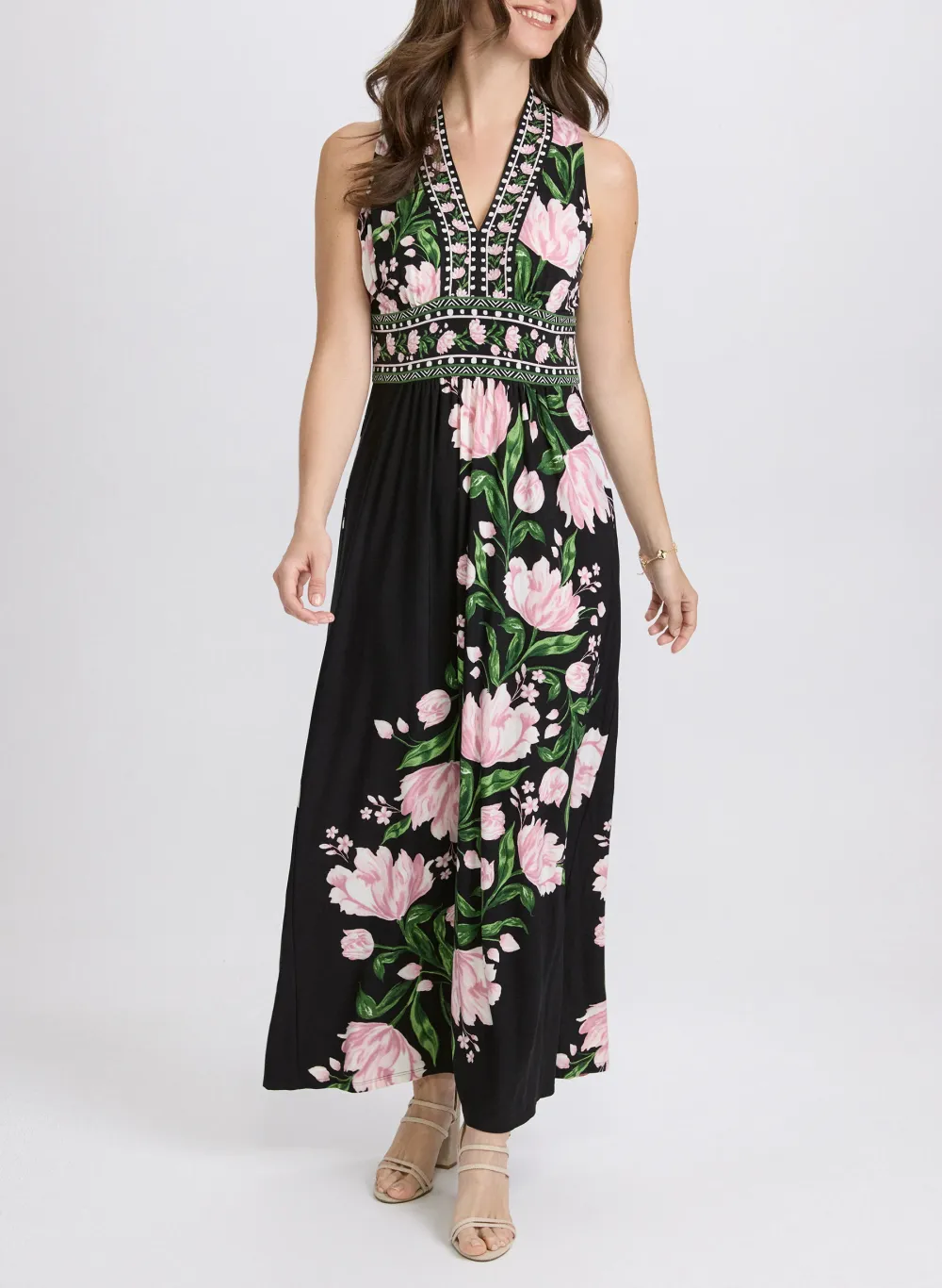 Retro Floral Print Long Dress