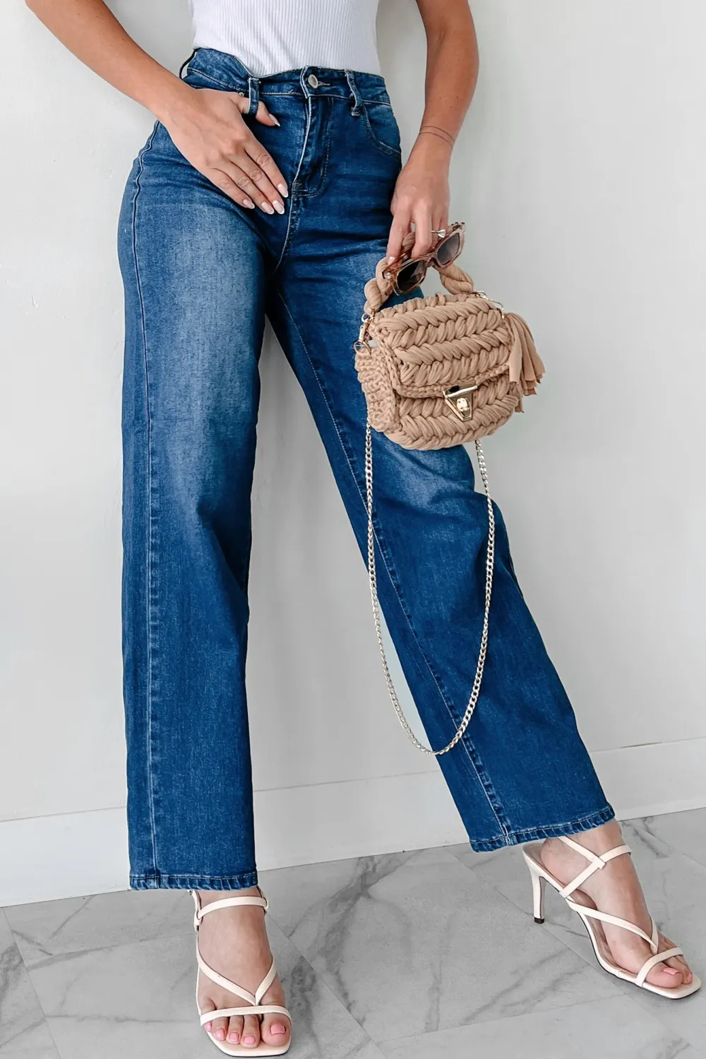 High Rise Non-Distressed Wide Leg Jeans