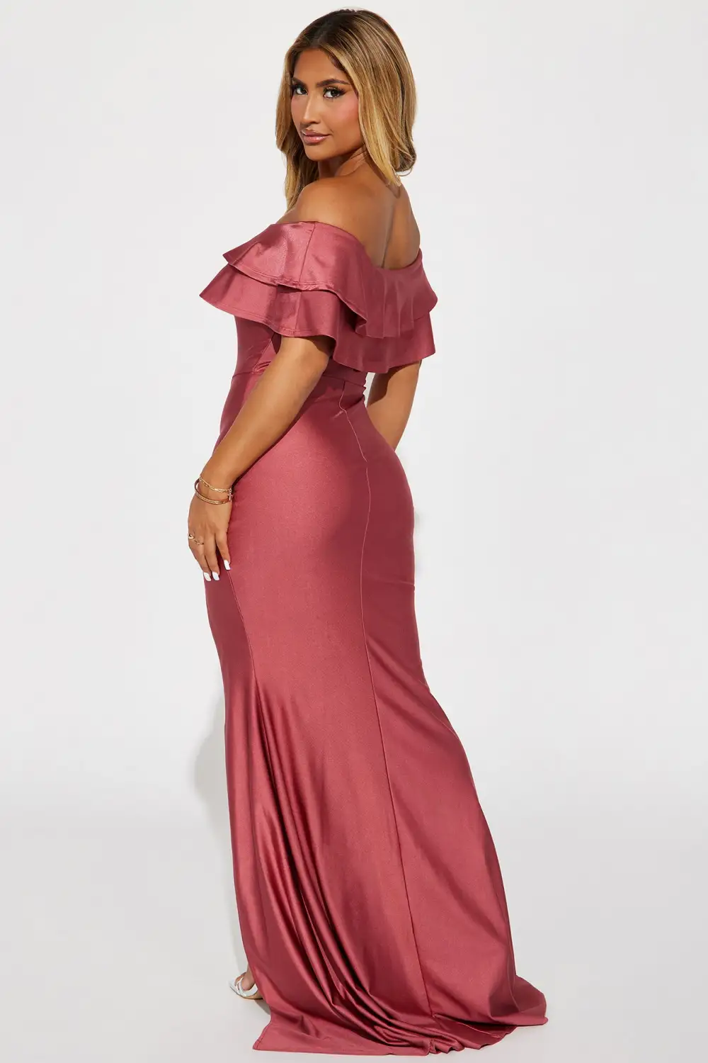 Life's A Runway Ruffle Gown - Mauve