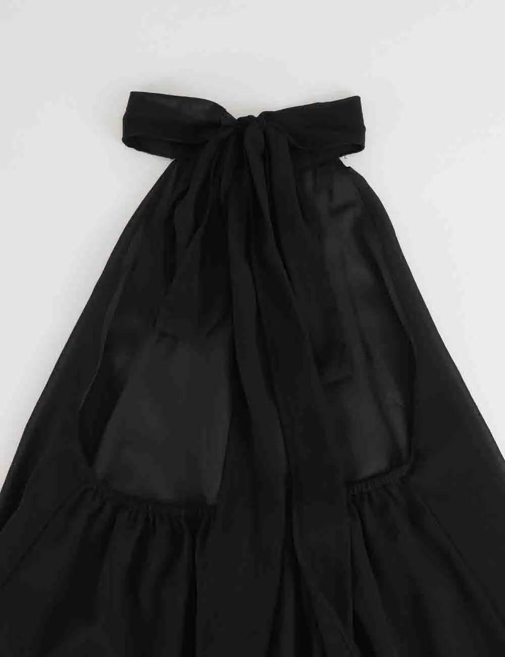 Chiffon Stand Neck Solid Color Ruffle Hem Sleeveless Top