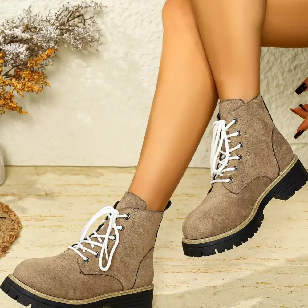 Round Toe Lace-Up Boots