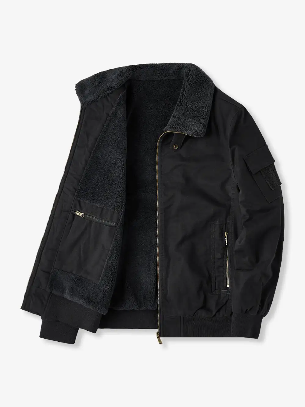 Men'S Fleece Lined Zip Front Bomber Jacket