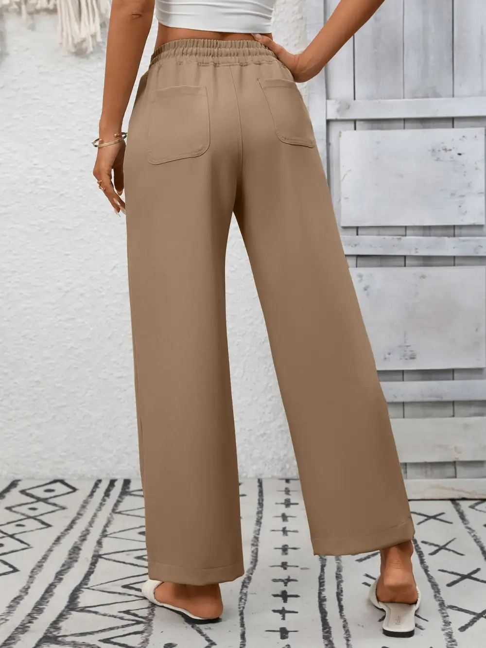 Everyday Casual Drawstring Wide Leg Pants