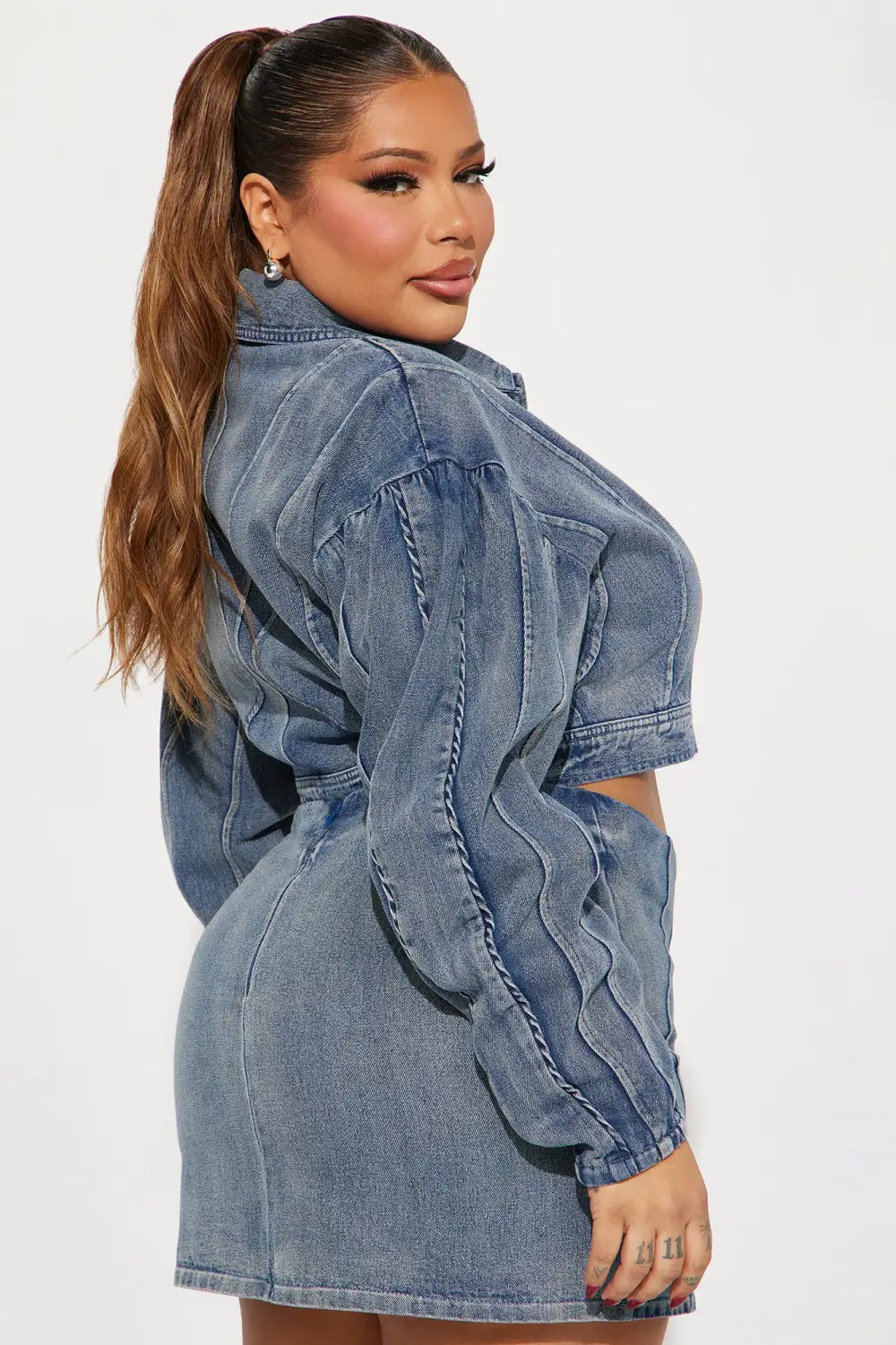 Yesenia Denim Skirt Set - Medium Wash