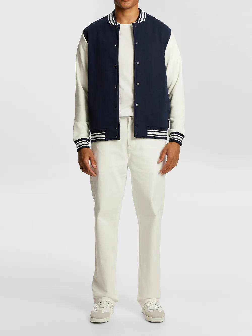 Navy And White Varsity Style Jacket
