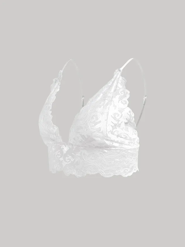 Sexy Plain All Season V neck Polyester Daily Lace Bra Wirefree Bra for Women