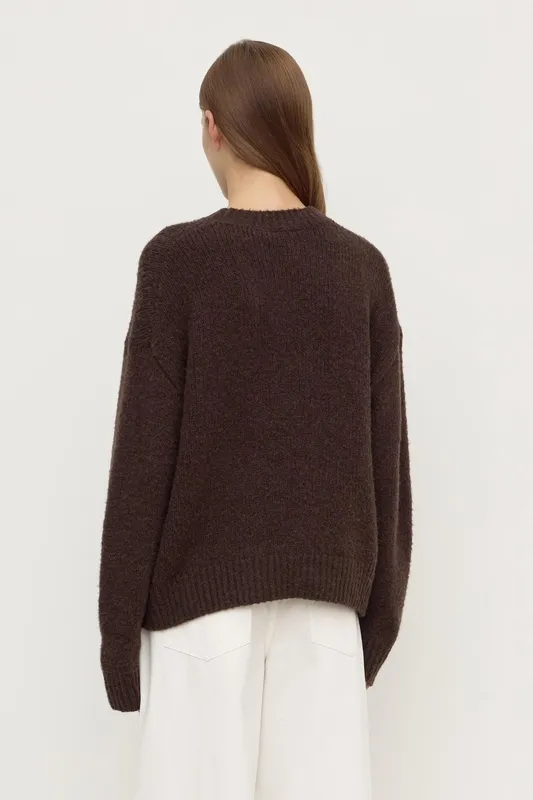 Dark Choc Alpaca Blend Cropped Knit Sweater