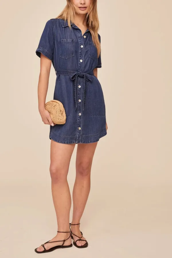 Short Sleeve Shirt Dress Utility Midi Dress