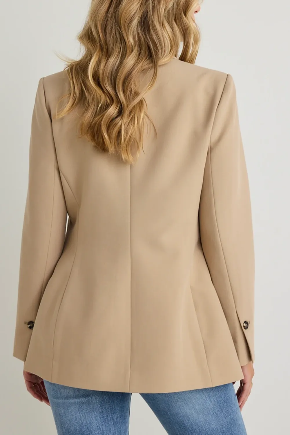 Beige Striped Top Layered Blazer