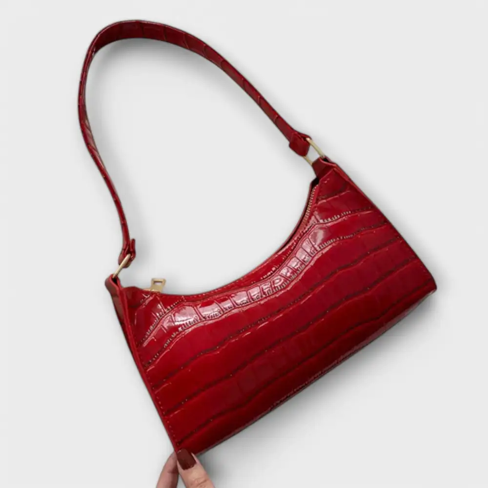 Structured Foldover Leather Handbag