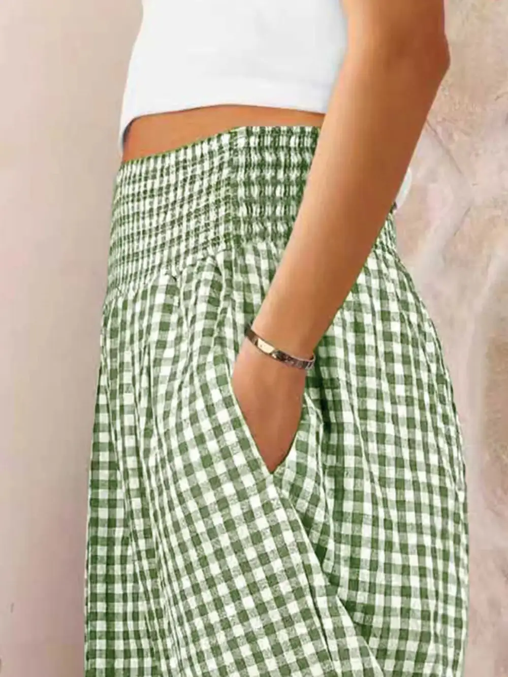 Everyday Gingham High Waisted Wide Leg Pants