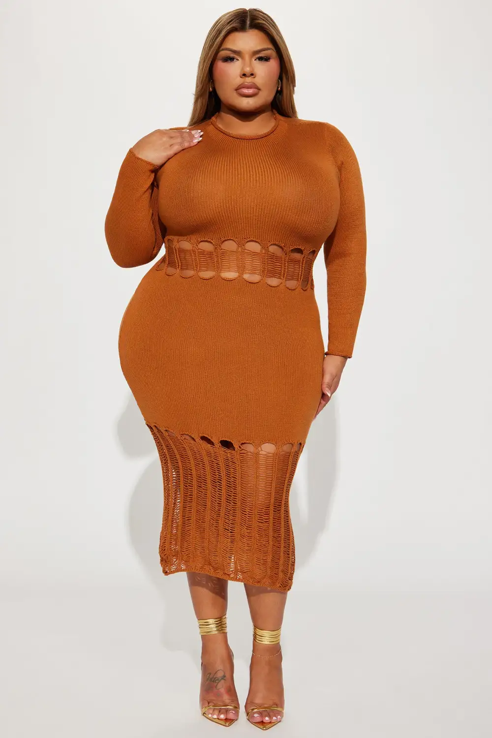Tamara Sweater Midi Dress - Camel