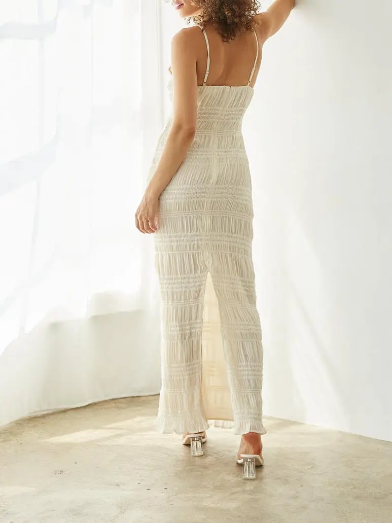 Smocked Ruffle Sequin Maxi Dress