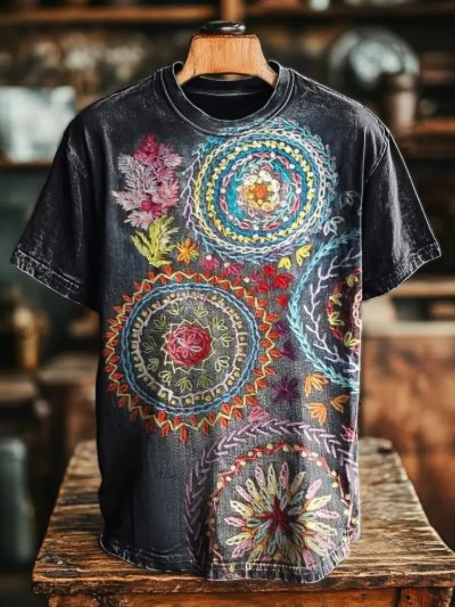 Men'S Retro Western Printed Casual T-Shirt