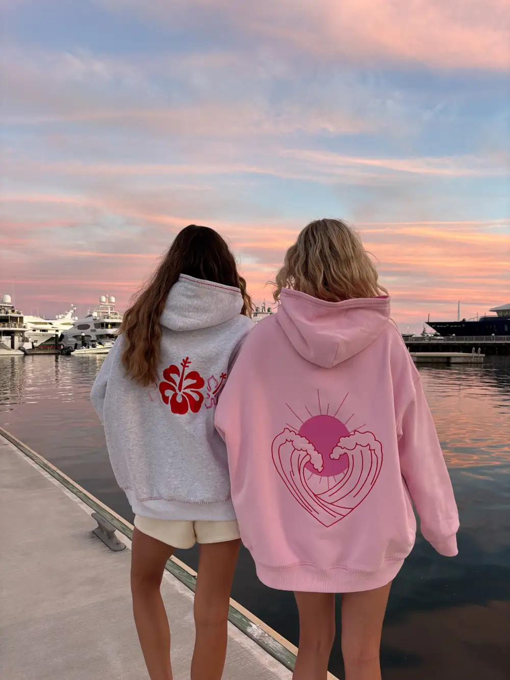 Bubblegum Ocean Heart Stitched Hoodie