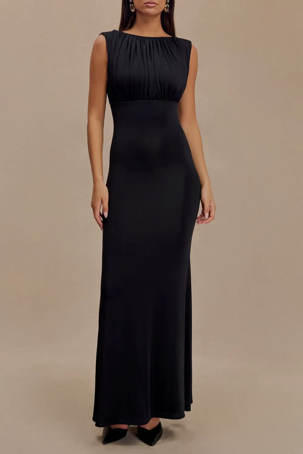 Slinky Ruched Maxi Dress