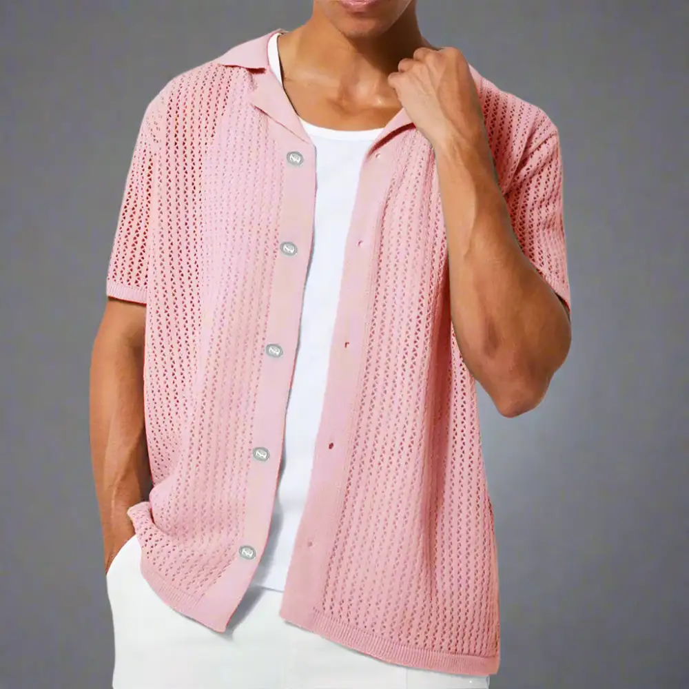 Open Stitch Collar Shirt