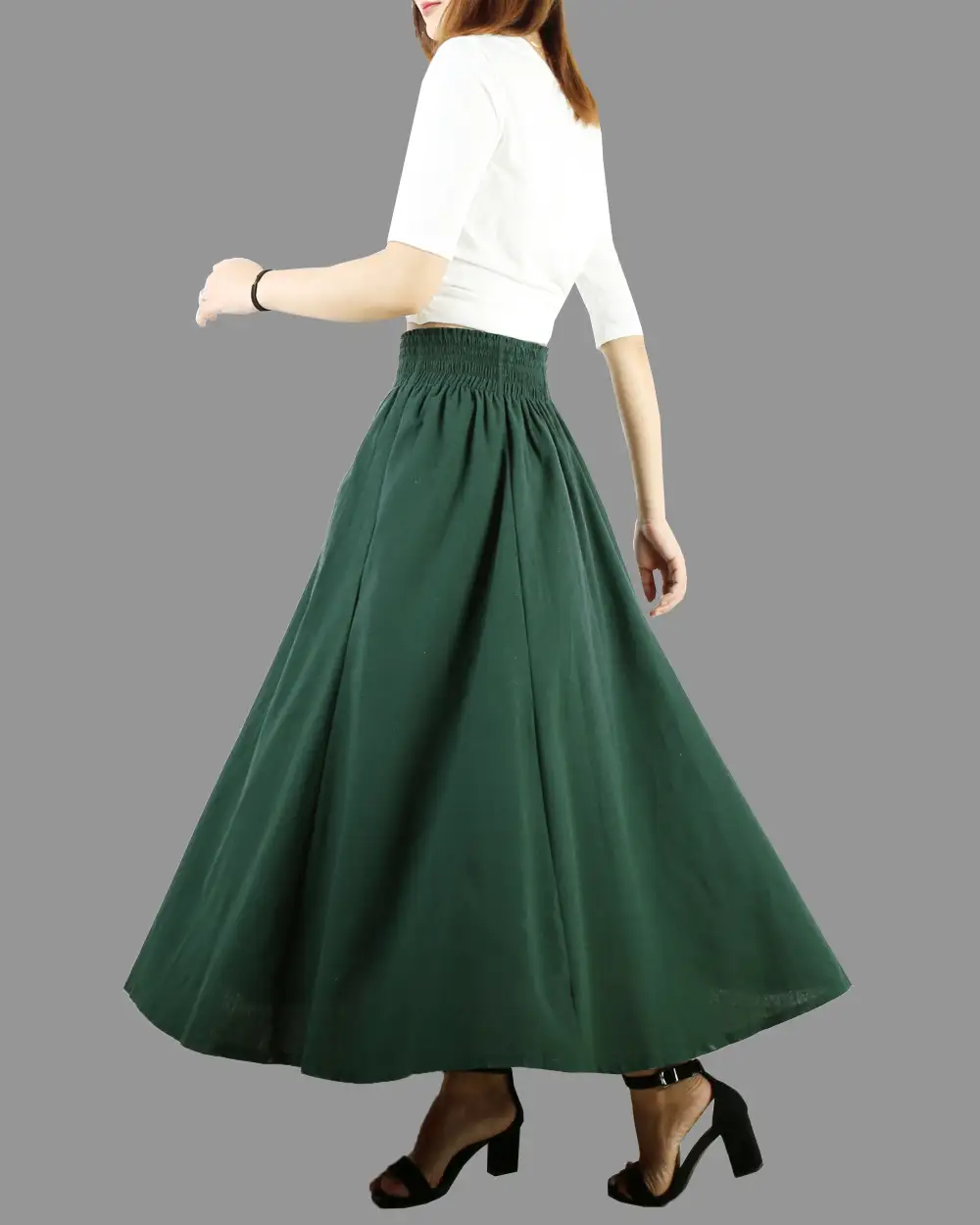 Relaxed Pocketed Linen Flared Maxi Skirt