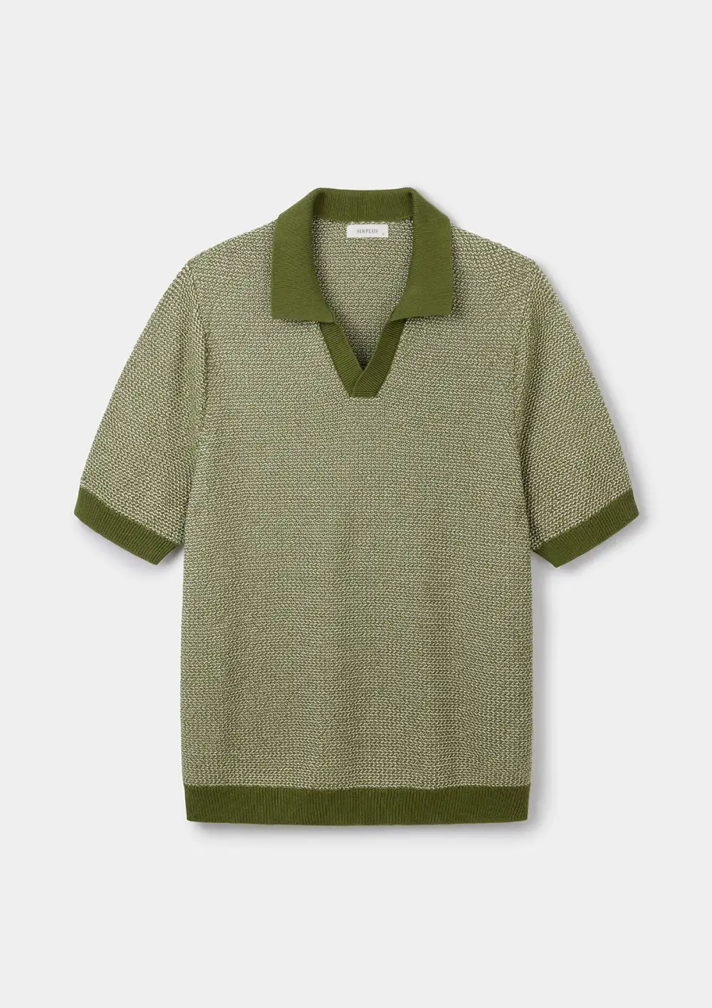 Green Melange Knit Resort Polo