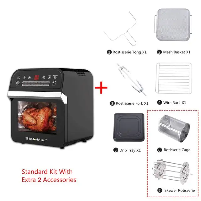 12L Air Fryer Oven, 1600W Air Fryer Oven Toaster, Rotisserie And Dehydrator with LED Digital Touchscreen 16-In-1 Countertop Oven