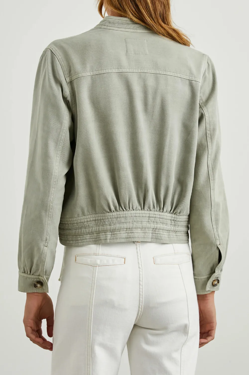 Dark-Colored Horn-Button Design Large Pocket Jacket