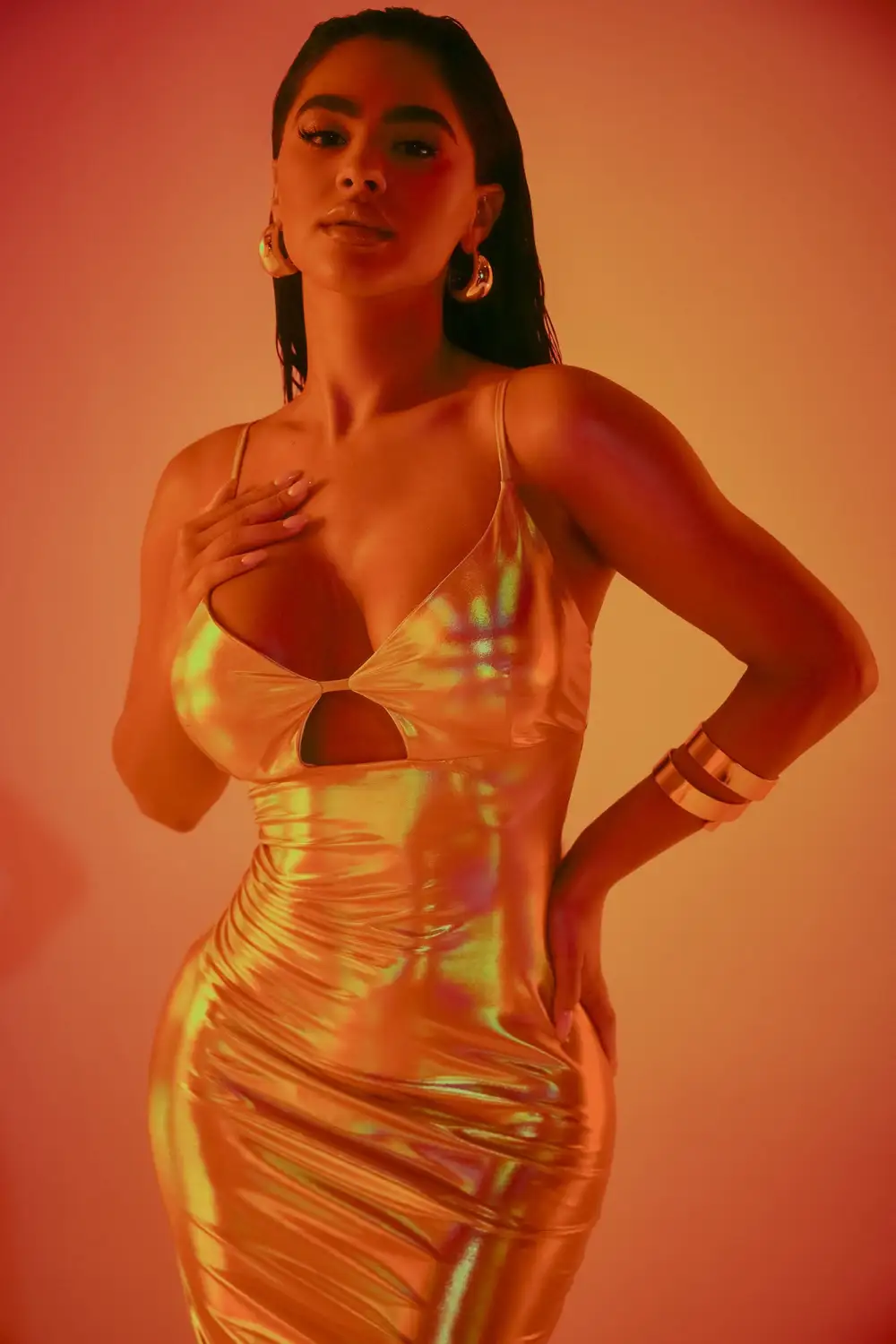 Planet Her Midi Dress - Gold