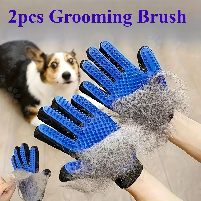 Pet Grooming Glove • Deshedding & Massage Grooming Glove • For Dogs & Cats • Loose Hair Removal Tool