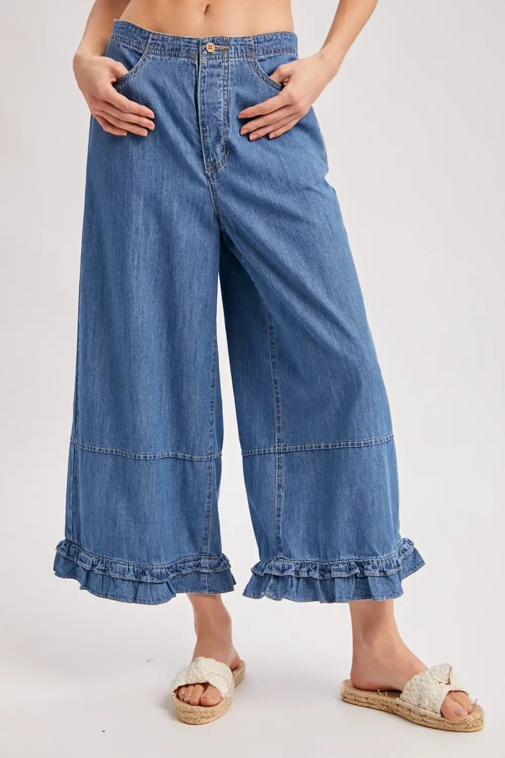 Soft Ruffle Denim Pants
