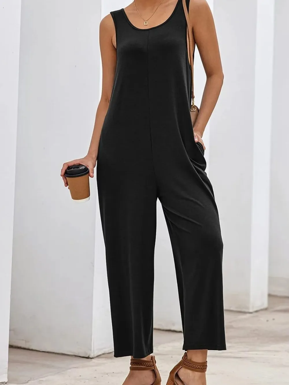 Streetwise Wide Leg Sleeveless Jumpsuit