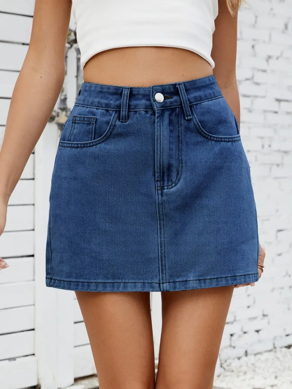 Solid Mini Denim Moni Skirt