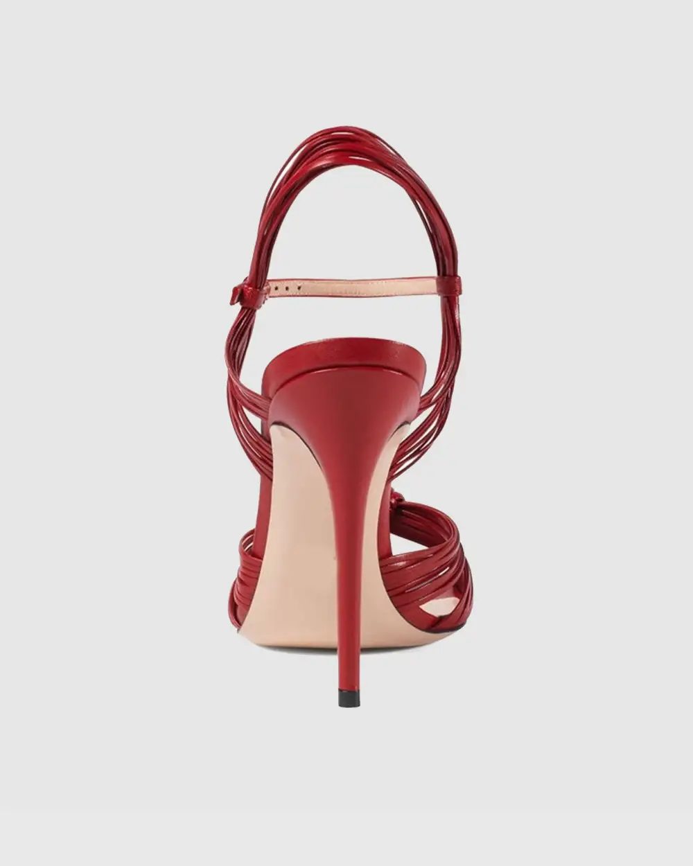 Woven Leather Sandals in Red