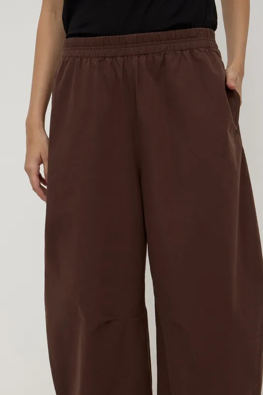 Ganache Voluminous Cotton Barrel-Leg Pant