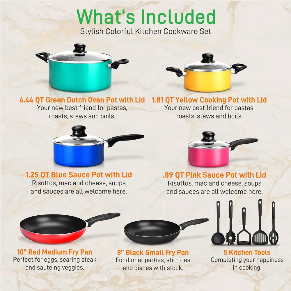 15-Piece Nonstick Kitchen Cookware Set