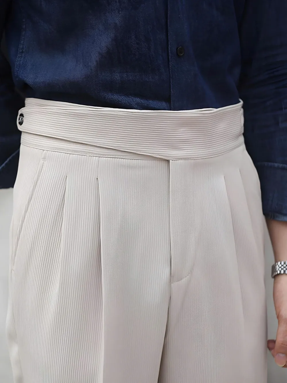 Double Pleat Corduroy Trousers