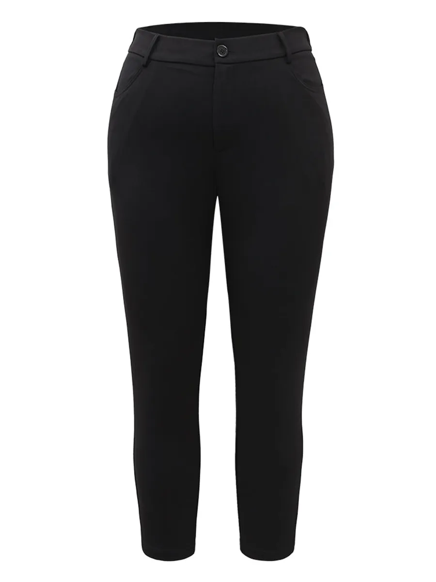 Black elegant minimal pants High spring pencil pants