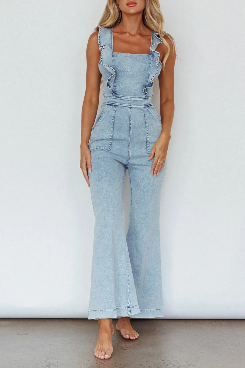 Cotton Overalls With Playful Ruffles