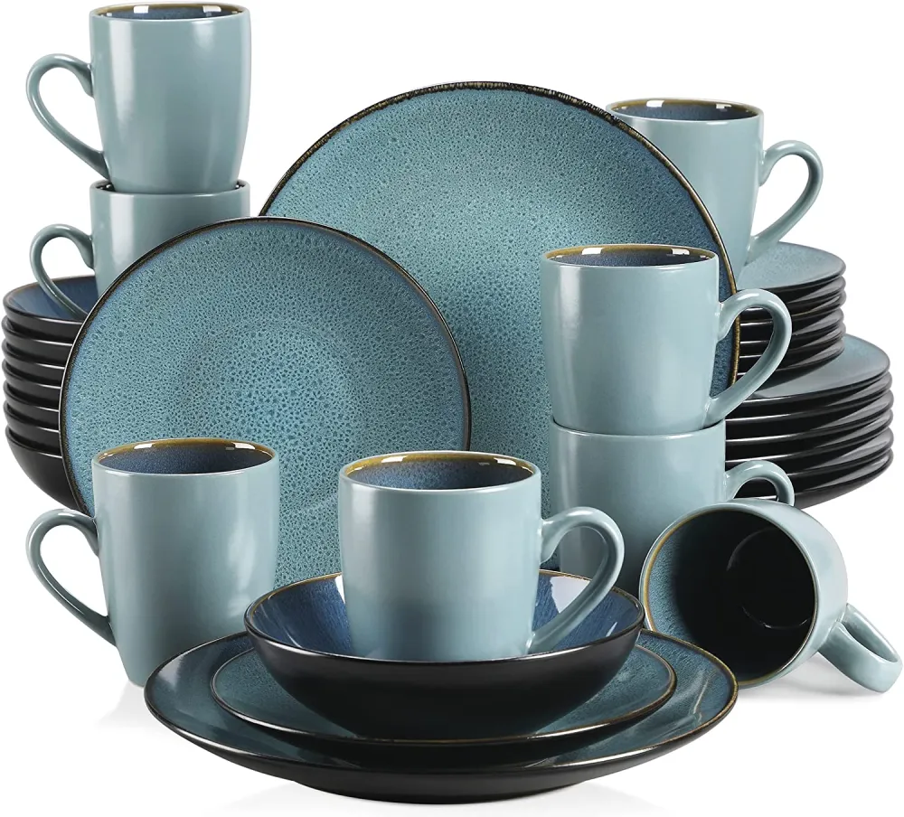 vancasso Dinnerware Set 32-Piece Dinner Service for 8 Service Dinnerware Tableware Set, Bubble Green