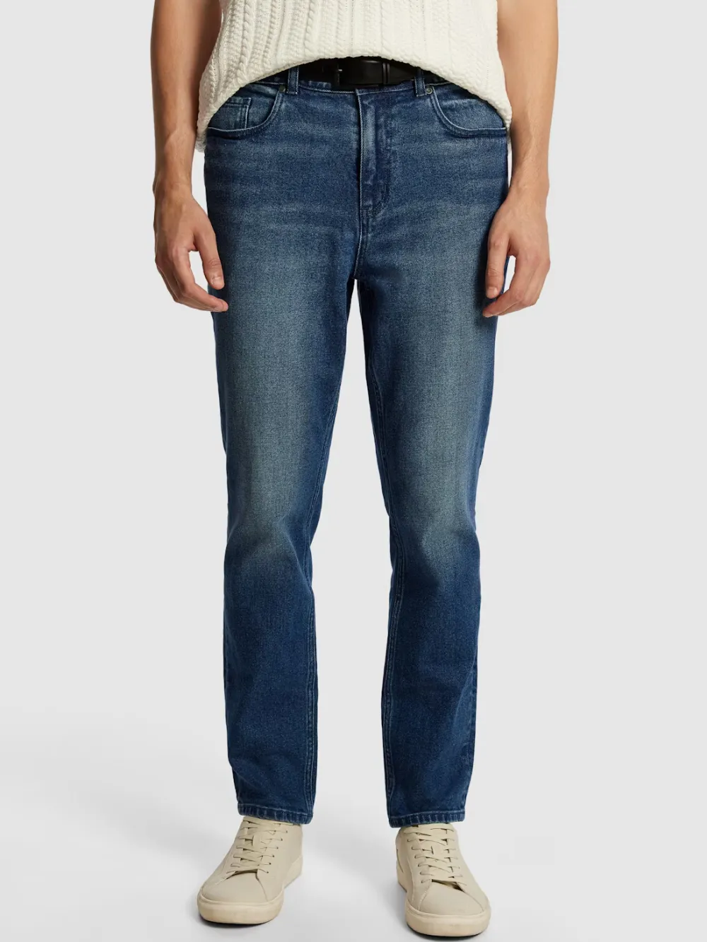 Blue Zip Front Casual Style Jean