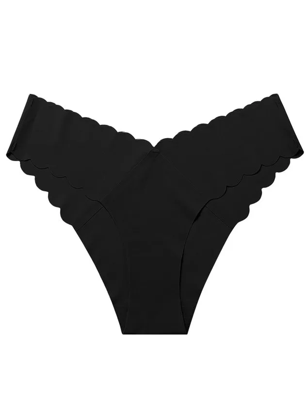 Wave lace V-shaped traceless ice silk underwear