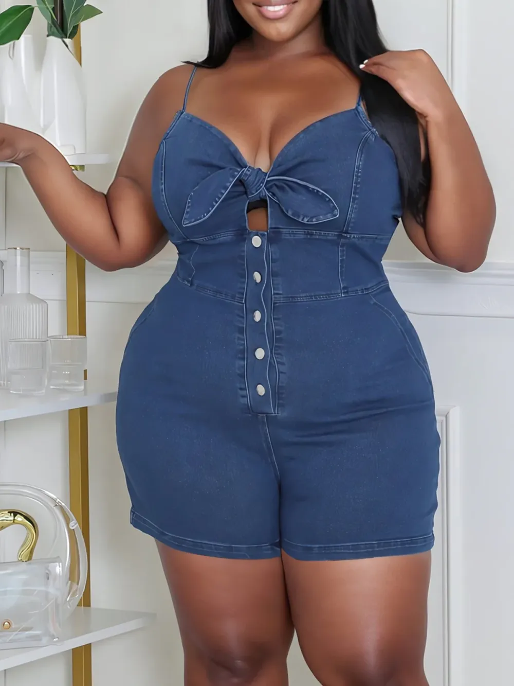 Plus Size Fashion Denim Jumpsuit For Women