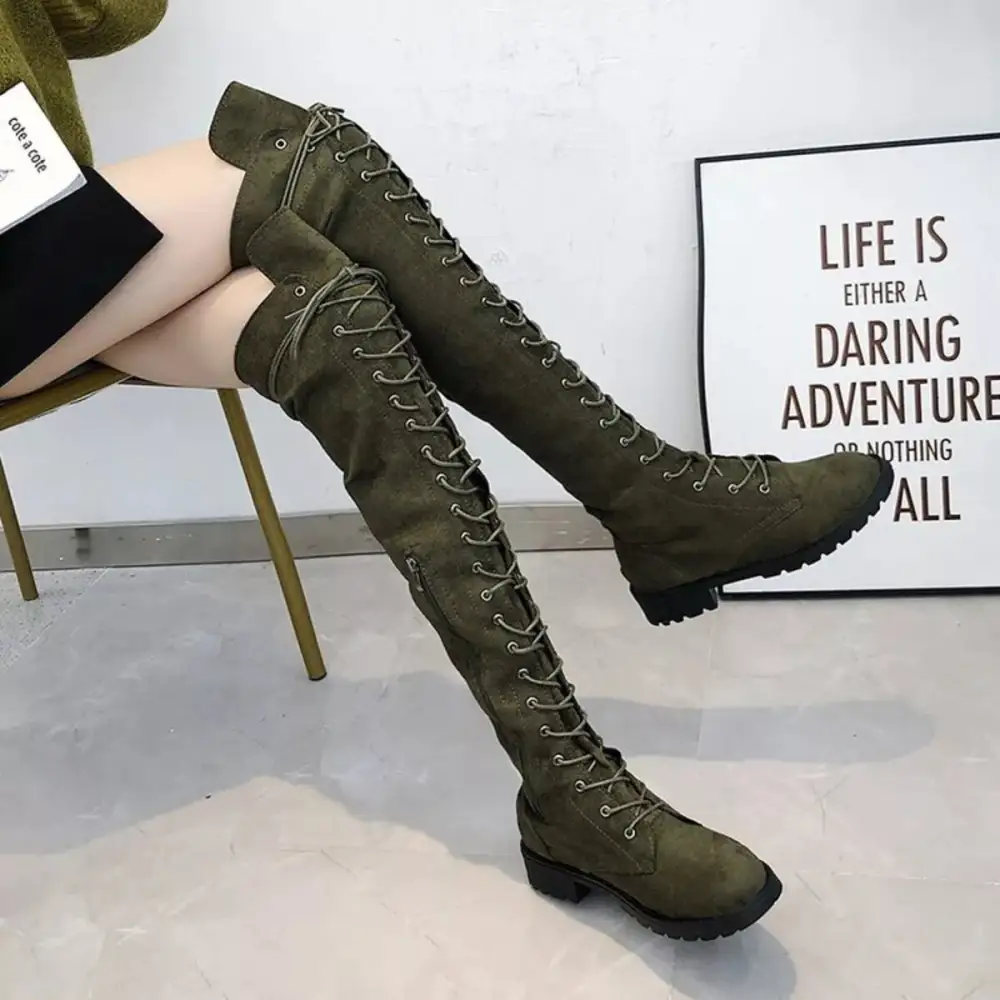 Lace-Up Over Knee Boots