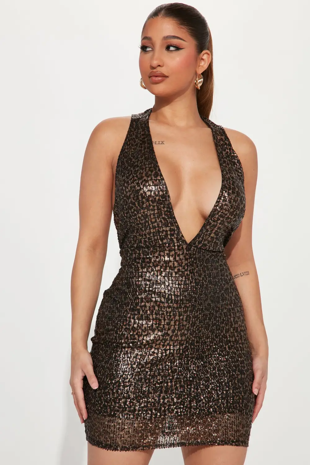 Counterblow Mini Dress - Brown/combo