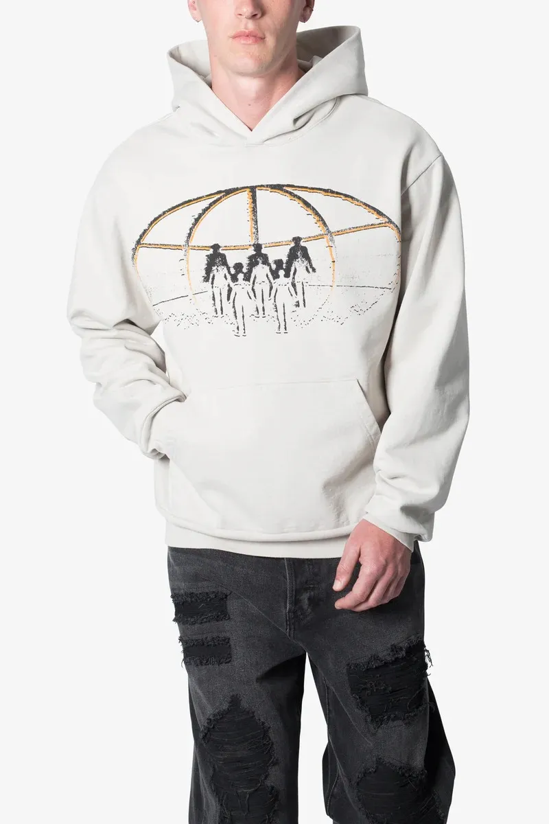 LIGHT GREY COLORED EMBROIDERED HOODIE
