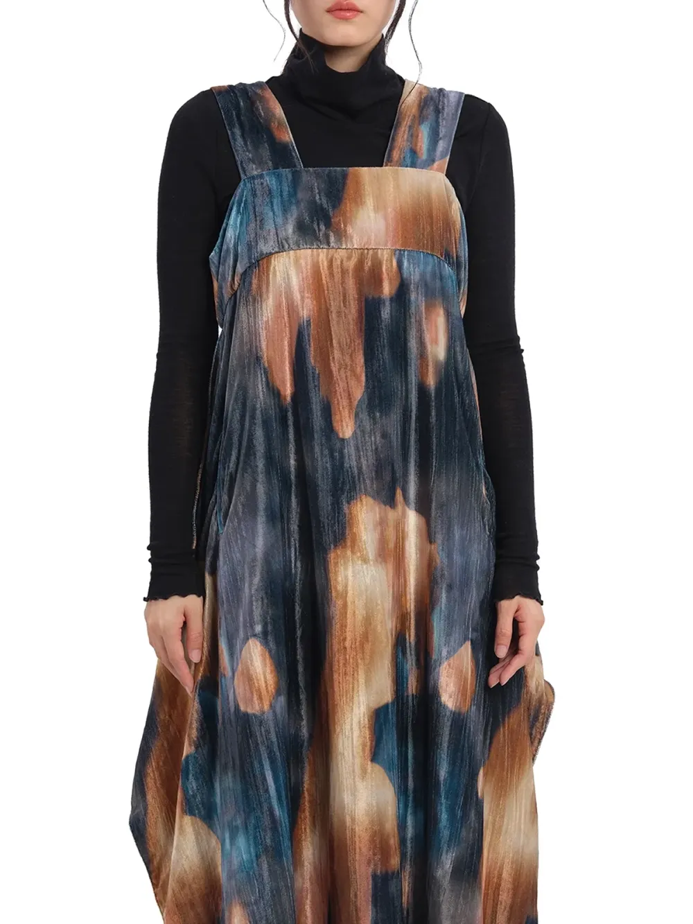 Layered Print Sleeveless Midi Dress