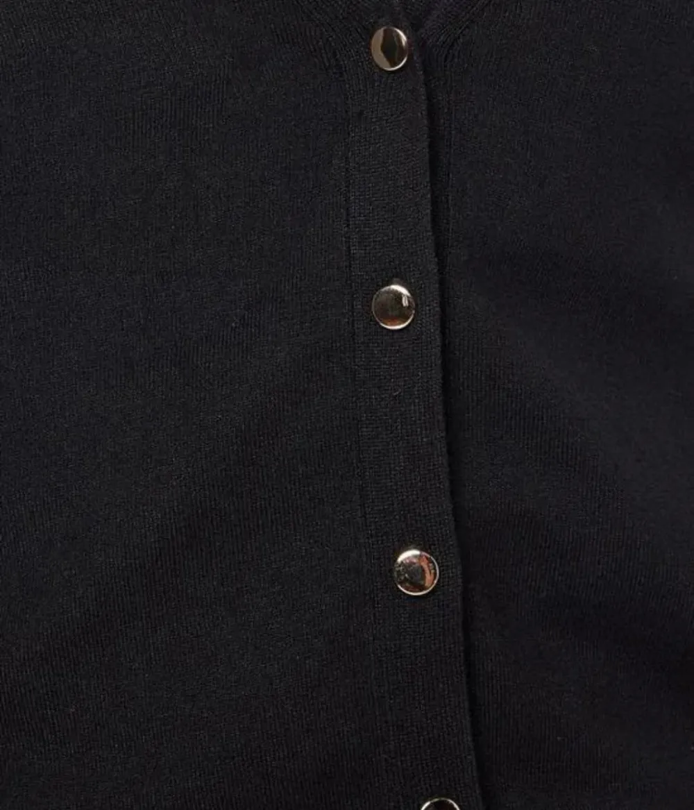Black V Neck Button Cardigan