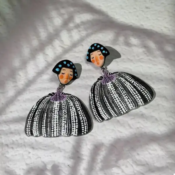 Whimsical Pumpkin Girl Dangle Earrings