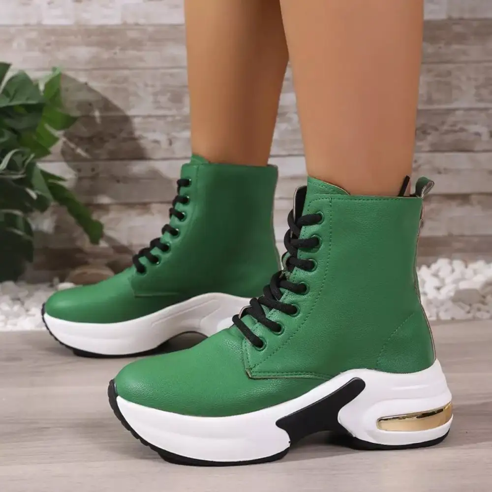 Modern Lace Up Platform Ankle Boots