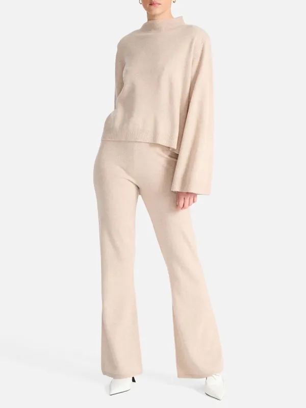 Beige Turtleneck Knit Sweater