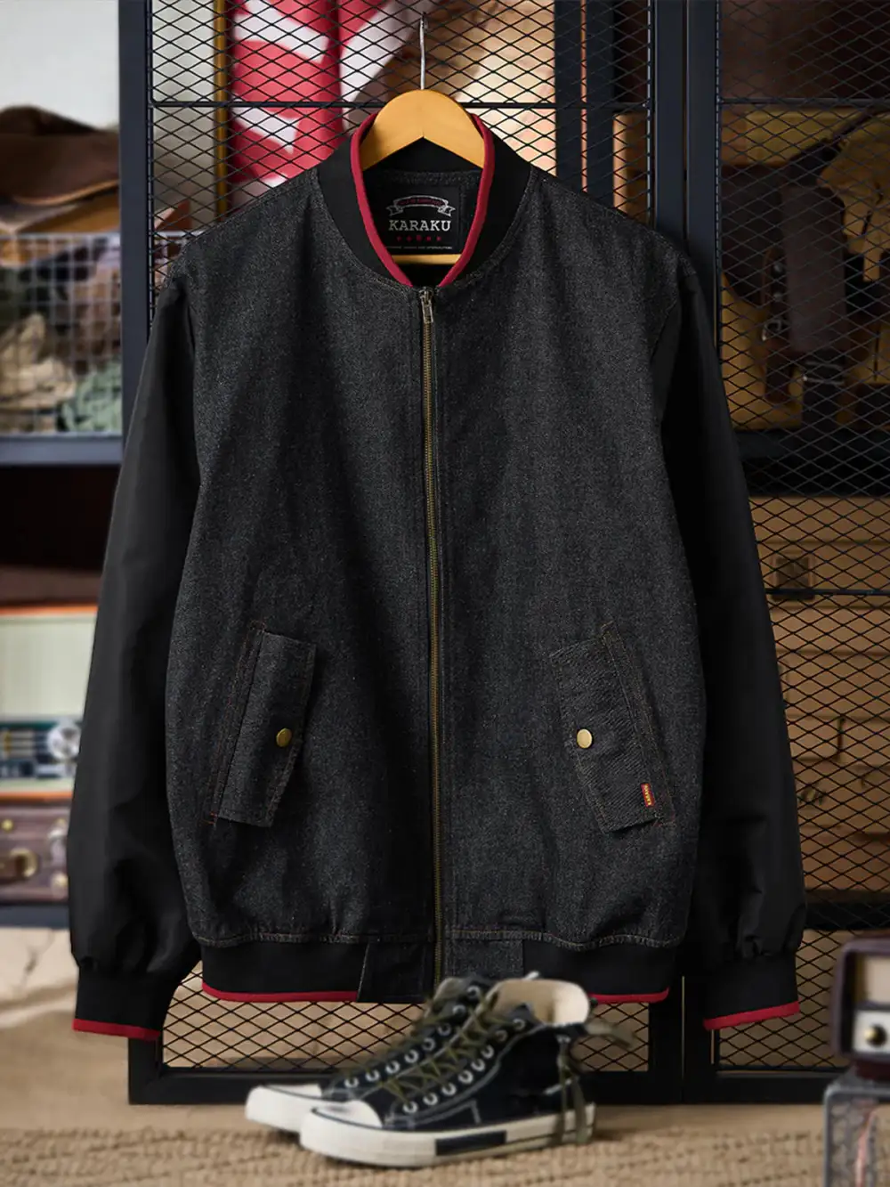 Men's Denim Bomber Jacket